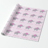 Roze Elephant Custom Baby shower Cadeaupapier (Uitgerold)