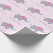 Roze Elephant Custom Baby shower Cadeaupapier (Hoek)