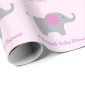 Roze Elephant Custom Baby shower Cadeaupapier (Rol Hoek)