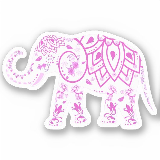 Roze Elephant Custom Cut Vinyl Sticker (Voorkant)