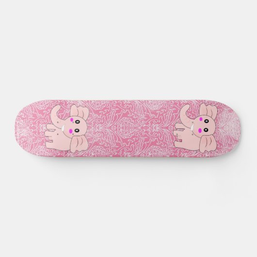 Roze Elephant Damask Persoonlijk Skateboard (Horizontaal)