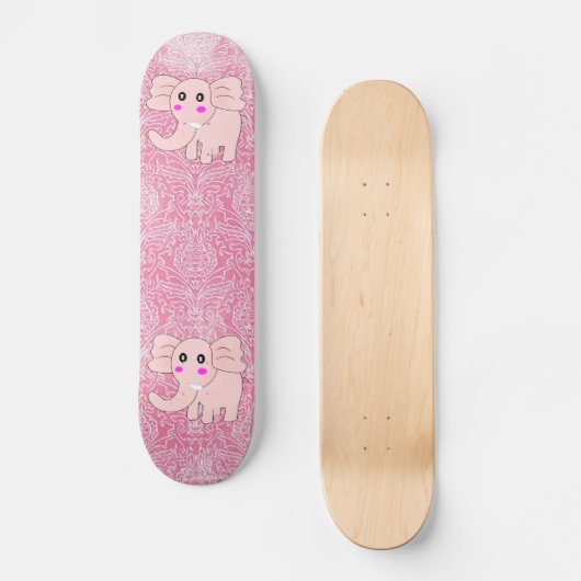 Roze Elephant Damask Persoonlijk Skateboard (Voorkant)