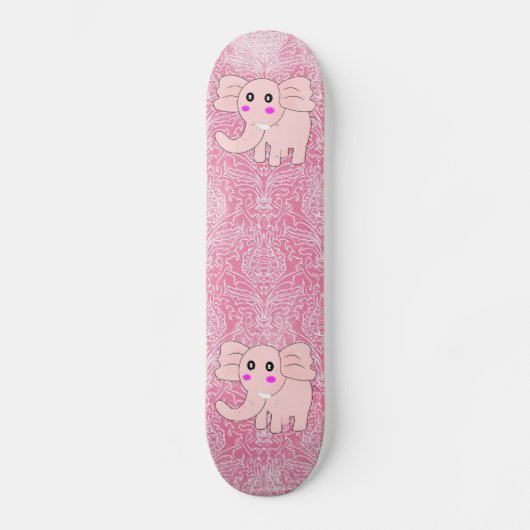 Roze Elephant Damask Persoonlijk Skateboard (Voorkant)
