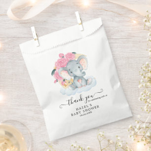 Roze Elephant Girl Baby shower Favor Bags Bedankzakje