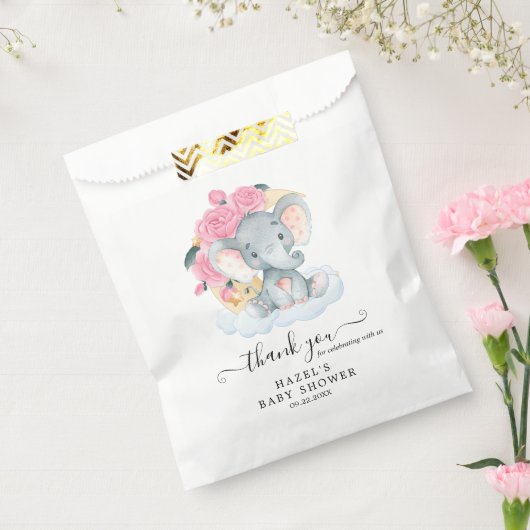 Roze Elephant Girl Baby shower Favor Bags Bedankzakje (Gezegeld)