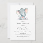 Roze Elephant Girl Baby shower Kaart (Voorkant)