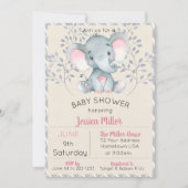 Roze Elephant Girl Baby shower Kaart (Voorkant)