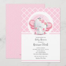 Roze Elephant Girl Baby Shower-uitvindingen
