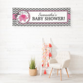 Roze Elephant Girl Chevron Baby shower Spandoek (Insitu)