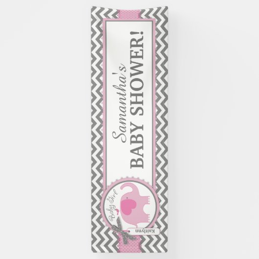 Roze Elephant Girl Chevron Baby shower Spandoek (Verticaal)