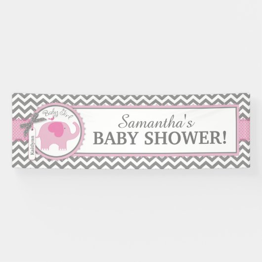 Roze Elephant Girl Chevron Baby shower Spandoek (Horizontaal)