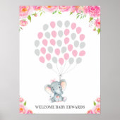 Roze Elephant Guestbook Alternative Sign Poster (Voorkant)