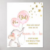 Roze Elephant Help mama het adresseerteken Poster (Voorkant)