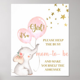 Roze Elephant Help mama het adresseerteken Poster