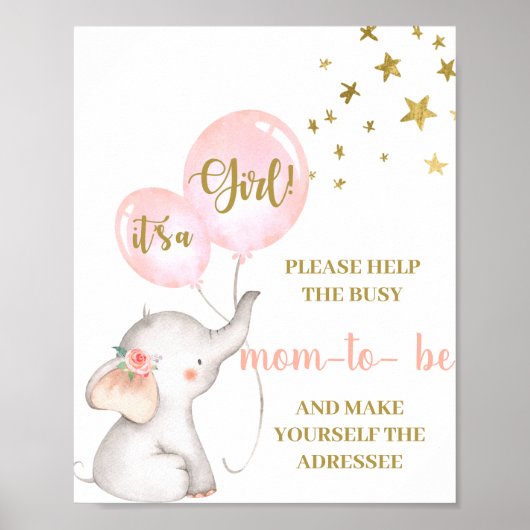 Roze Elephant Help mama het adresseerteken Poster (Voorkant)