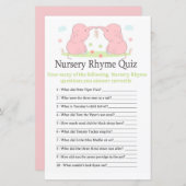 Roze Elephant Nursery Rhyme Quiz baby shower game (Voorkant / Achterkant)
