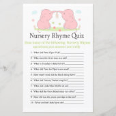 Roze Elephant Nursery Rhyme Quiz baby shower game (Voorkant)