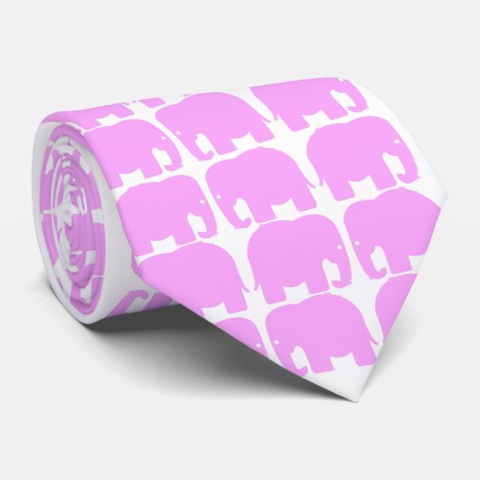 Roze Elephant Silhouette Stropdas (Opgerold)