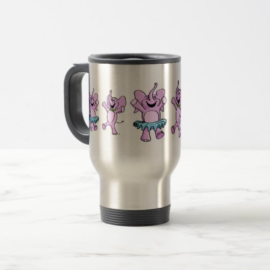 Roze Elephants Logo Travel Mug Reisbeker (Voorkant links)