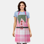 Roze Elf Geruite Kerst Schort (Gedragen)