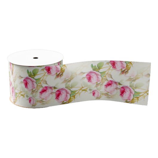 Roze Ella Roos 3" Grosgrain Lint (Spoel)