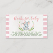 Roze ellephant Baby shower Book Request Insert Informatiekaartje (Voorkant)