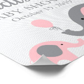 Roze ellephant Baby shower Welkomstteken Poster (Hoek)