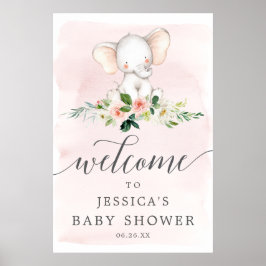 Roze ellephant Baby shower Welkomstteken Poster