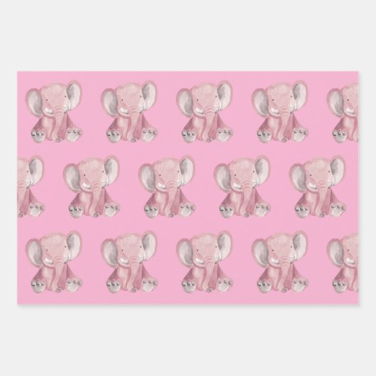 Roze, ellephant Design Wrapping Paper (Voorkant 3)