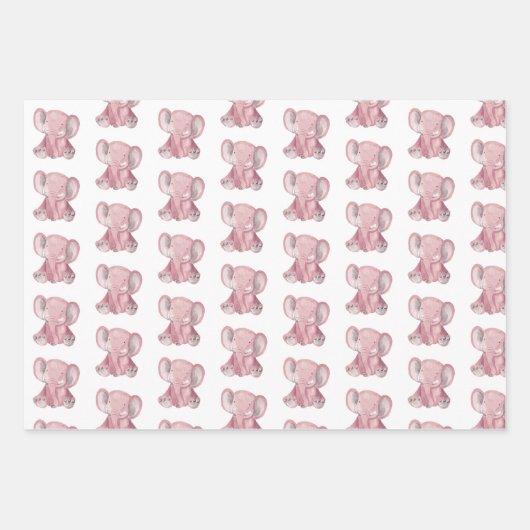 Roze, ellephant Design Wrapping Paper (Voorkant 2)