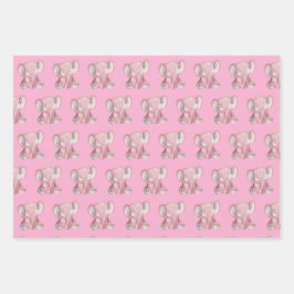 Roze, ellephant Design Wrapping Paper