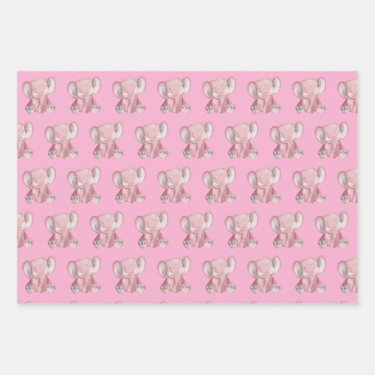 Roze, ellephant Design Wrapping Paper (Voorkant)