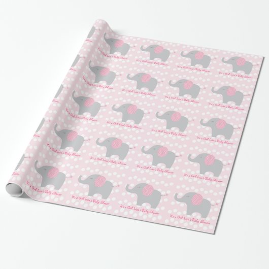 Roze, ellephant, speciaal opvulpapier cadeaupapier (Uitgerold)