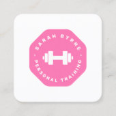 Roze Embleem Personal Trainer Business CA Vierkante Visitekaartje (Voorkant)