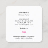 Roze Embleem Personal Trainer Business CA Vierkante Visitekaartje (Achterkant)