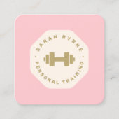 Roze Emblem Personal Trainer Training Vierkante Visitekaartje (Voorkant)