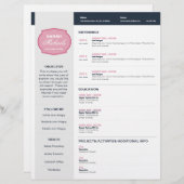 Roze Emblem Resume Briefhoofd Ontwerp (Voorkant / Achterkant)