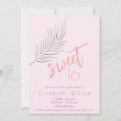 Roze Embossed palm minimalistisch script zoet 16 Kaart (Voorkant)