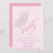 Roze Embossed palm minimalistisch script zoet 16 Kaart (Voorkant / Achterkant)