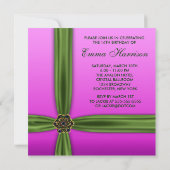 Roze Emerald Elegant Sweet Sixteen Party Uitnodigi Kaart (Achterkant)