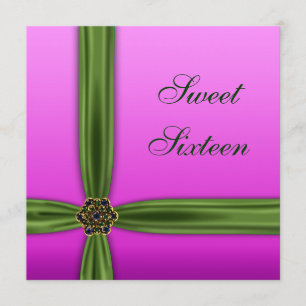 Roze Emerald Elegant Sweet Sixteen Party Uitnodigi Kaart