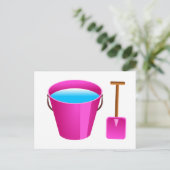 Roze emmer en spaak briefkaart (Staand voorkant)