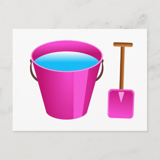 Roze emmer en spaak briefkaart (Voorkant)