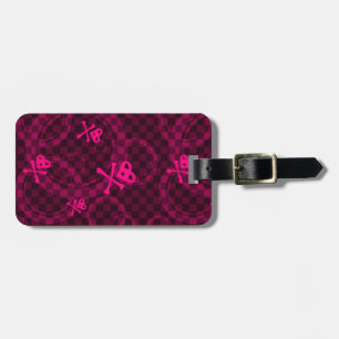 Roze Emo-patroon met cirkels Bagagelabel