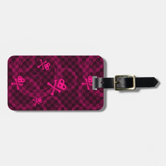 Roze Emo-patroon met cirkels Bagagelabel (Voorkant horizontaal)