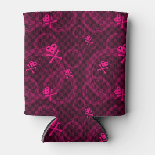 Roze Emo-patroon met cirkels Blikjeskoeler (Voorkant)