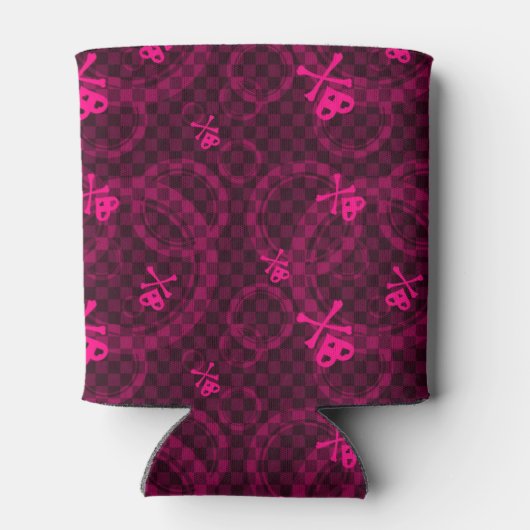 Roze Emo-patroon met cirkels Blikjeskoeler (Achterkant)