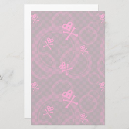 Roze Emo-patroon met cirkels Briefpapier (Voorkant / Achterkant)