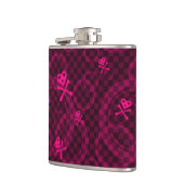 Roze Emo-patroon met cirkels Heupfles (Links)