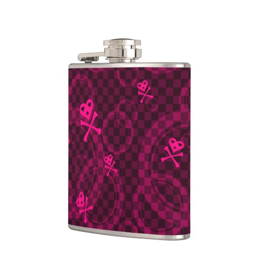 Roze Emo-patroon met cirkels Heupfles (Links)